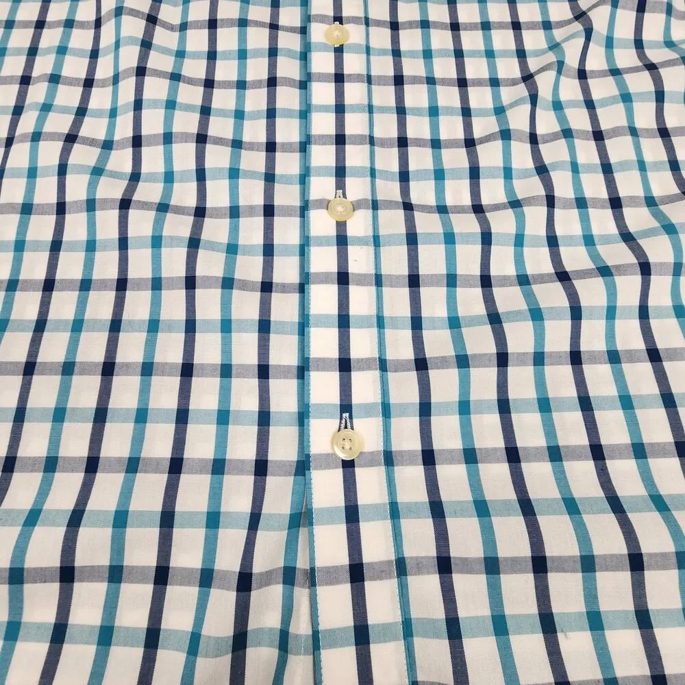 Banana Republic Non-Iron Classic Fit Men's Plaid Button Up Shirt Blue White L